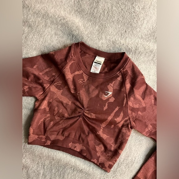 Gymshark Adapt Camouflage Seamless Long Sleeve Crop Top Size Small - Picture 2 of 5